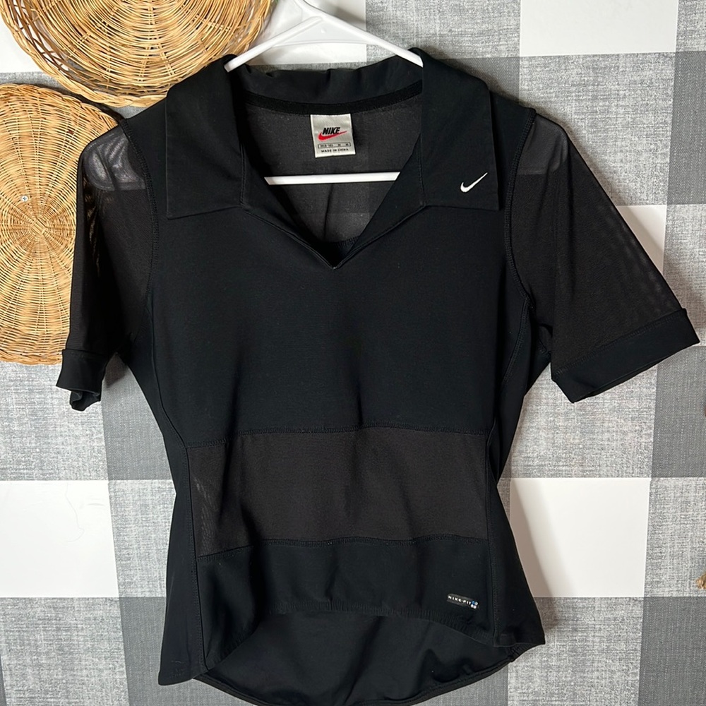 Nike Black Womens collared shirt Mesh